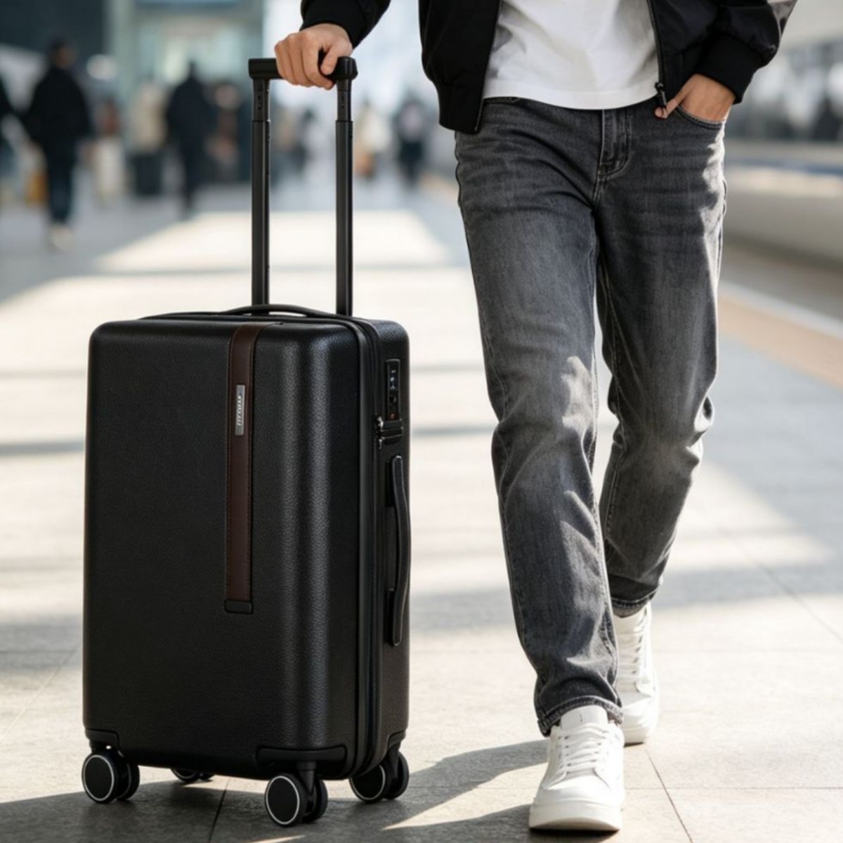 Kaixun 100%PC original design business lychee pattern 20/28-inch TSA-lock silent swivel wheel boarding trolley