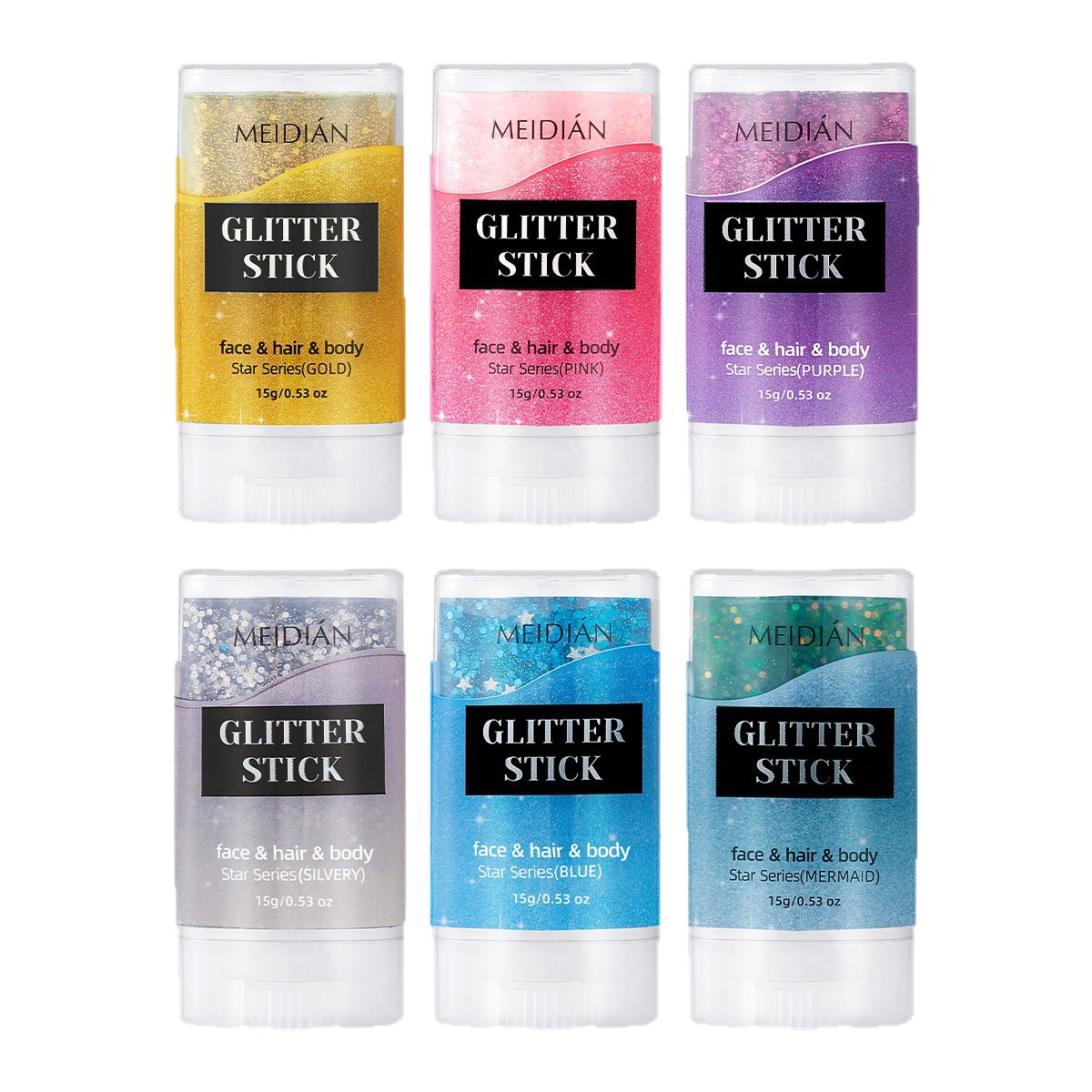 【跨境专供】魅点闪光棒闪光粉金银钻星石粉极光粉舞会氛围感批发白底实物图