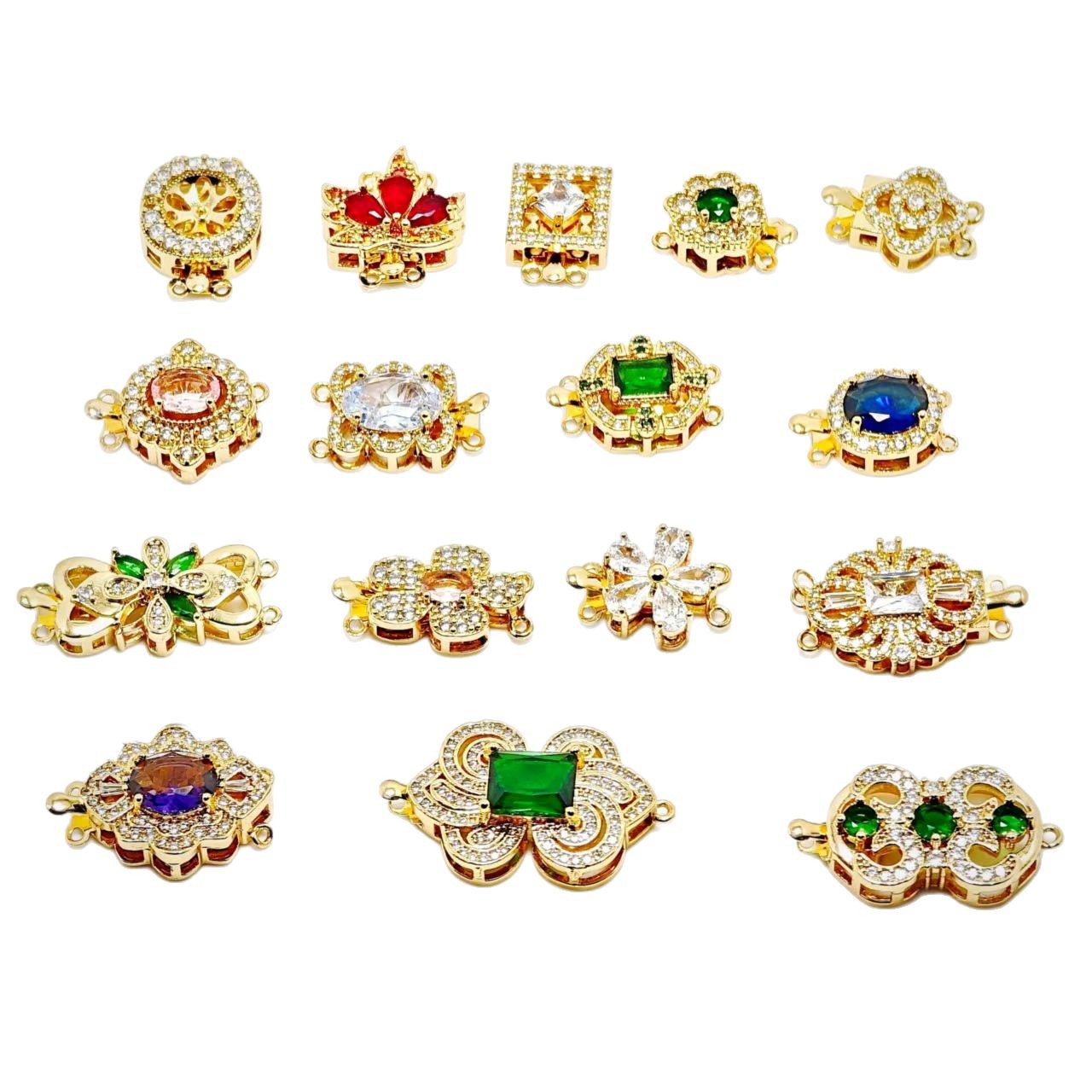 High color retention, real gold plating, double hanging, zirconium pearl buckle, pin, buckle necklace, connecting buckle head, DIY jewelry bracelet Item Picture