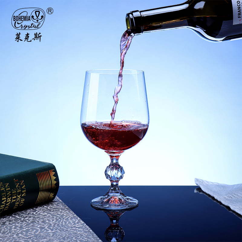 Czech imported crystal glasses, high-end high-footed glass cups, home wine glasses, champagne glasses, wine sets, diamond cup legs Specification image