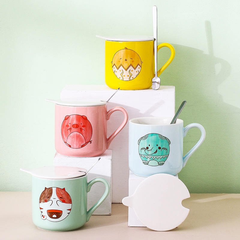 可爱卡通图案陶瓷杯保温杯热转印8OZ杯陶瓷杯