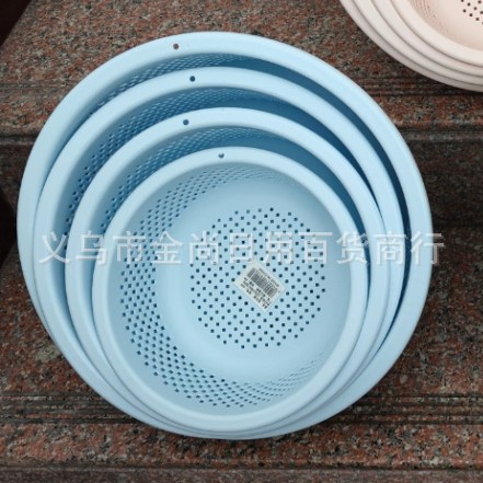 Thickened plastic kitchen bowls and chopsticks, fruit and vegetable washing drainage baskets, small, medium and extra-large drainage baskets, single-layer drainage baskets Specification image