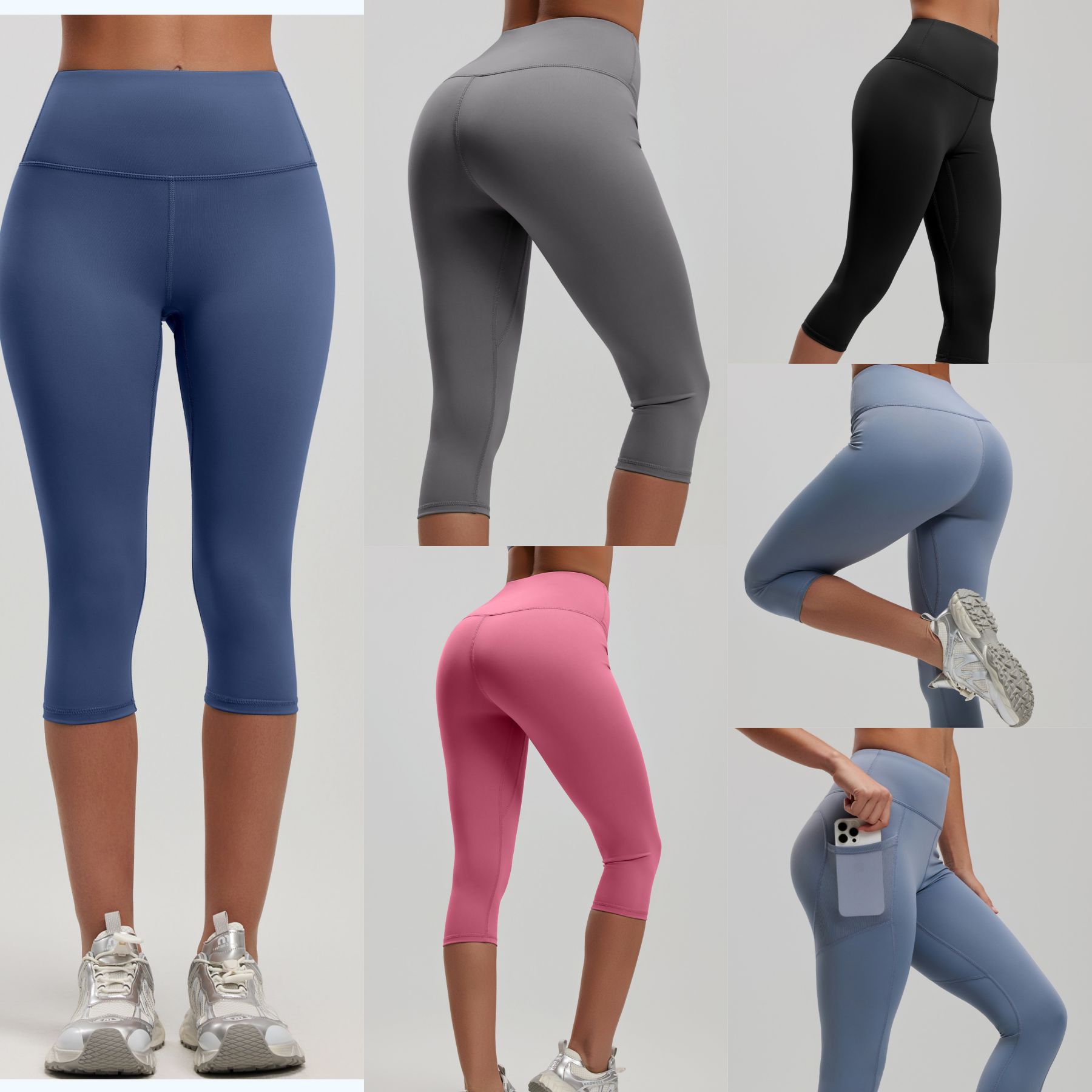 新款修身蜜桃臀跑步运动瑜伽裤弹力高腰收腹提臀裸感无痕瑜伽裤