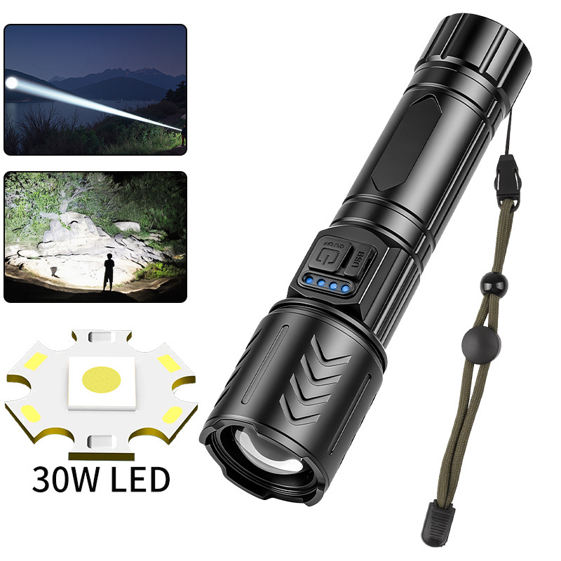 Cross-border new product: White laser LED high-intensity flashlight with fluorescent tail rope TYPE-CUSB outdoor portable flashlight Specification image