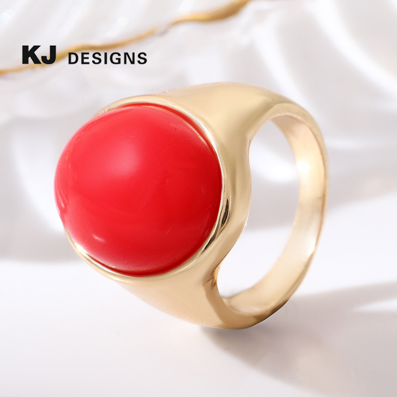 肯杰 欧美经典复古戒指女 树脂仿宝石时尚经典跨境热卖爆款复古戒