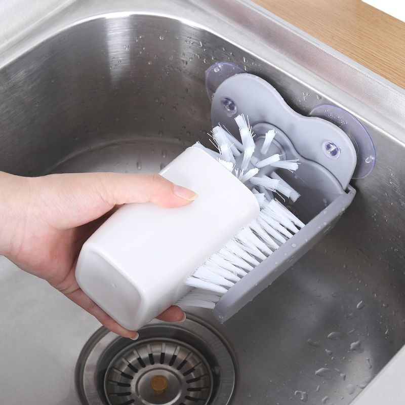 Detachable lazy person suction cup cleaning brush, multi-functional milk tea shop wall suction rotating decontamination cleaning glass cup brush Application Scenario