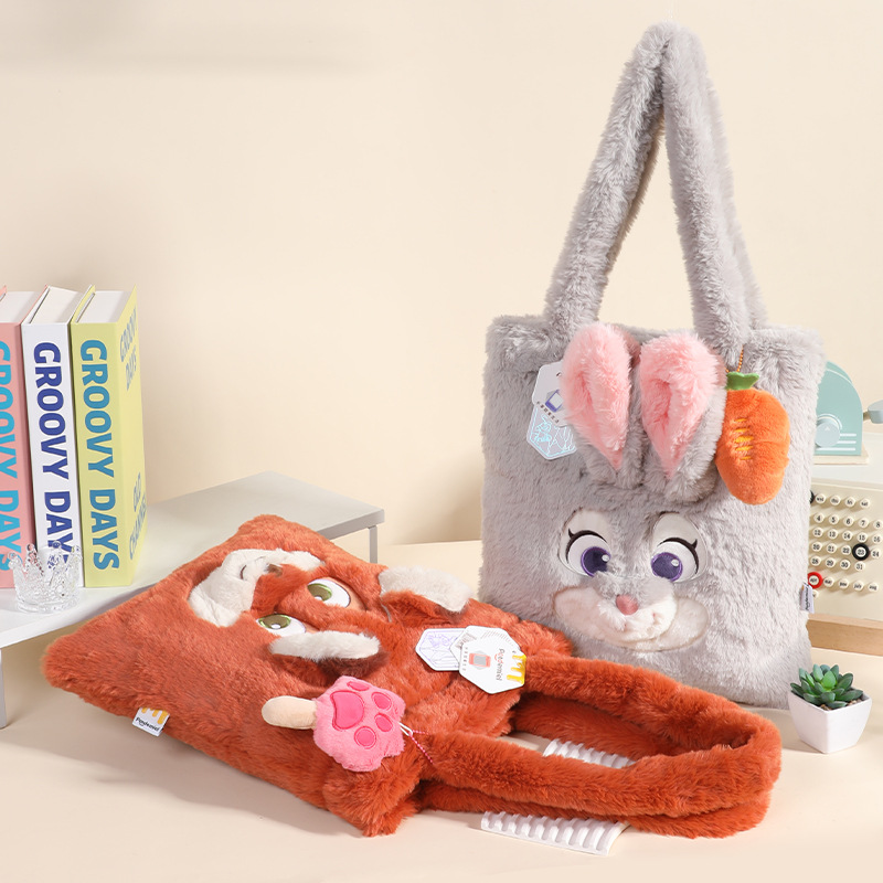 Disney official Zootopia Judy Nick Cloud Nuo Nuo large capacity single-shoulder bag plush doll fox bag details Picture