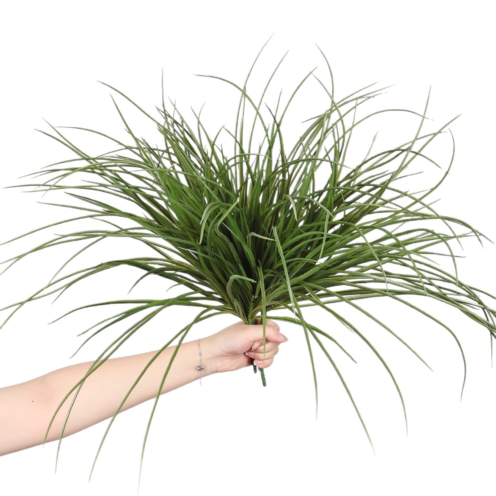 仿真绿植蕨类植物手感软胶兰花草热带雨林微景观造景空气草老人须白底实物图