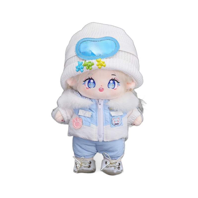 20CM无属性棉花娃娃乐集娃新款滑雪服系列娃衣套装创意可爱小娃娃白底实物图
