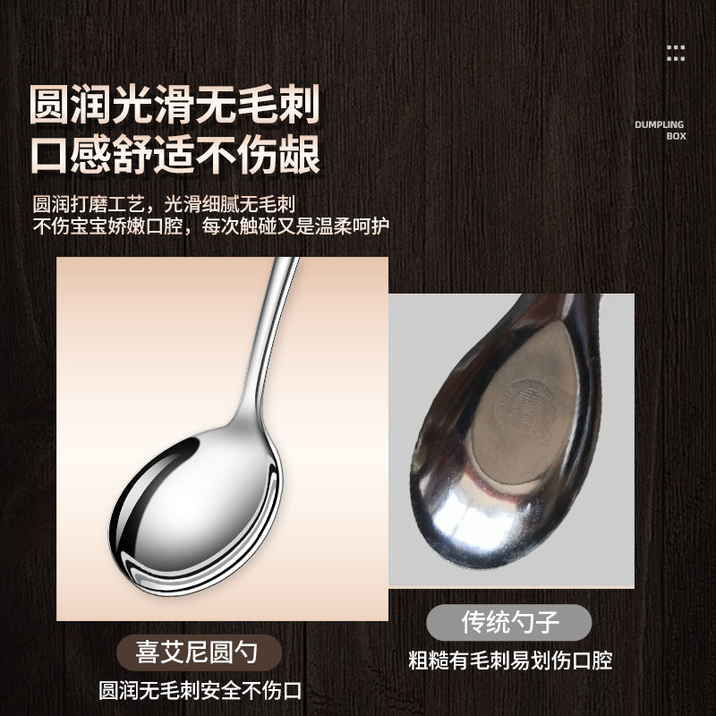 ملعقة من الصلب غير القابل للصدأ ذات الرأس الدائري البالغ 316 ملعقة من حساء ملعقة عشاء Specification image