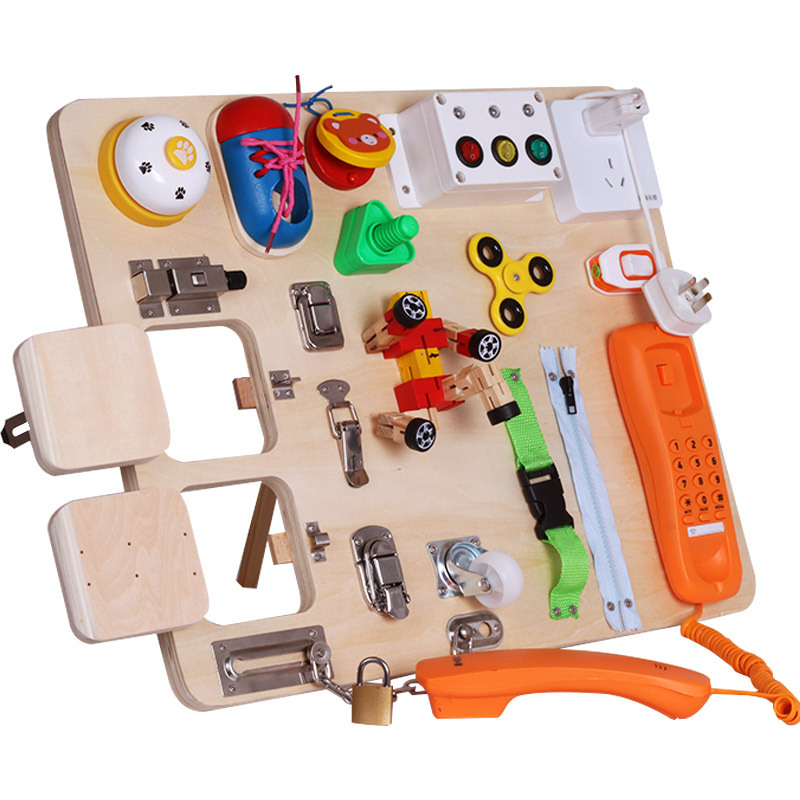 Cross-border children's Montessori teaching AIDS multi-functional switch unlock Busy Quick Busy Board Baobao Educational early Education toys