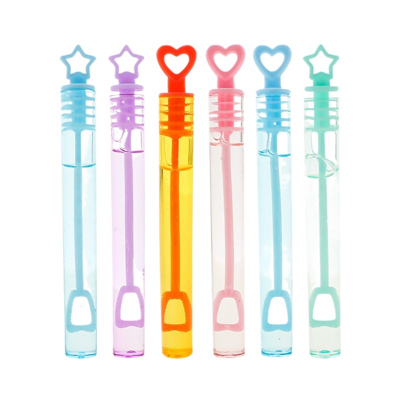 Mini heart-shaped five-pointed star bubble sticks that can't break the bubble water, a variety of colorful children's toys, all come with bubble sticks Item Picture