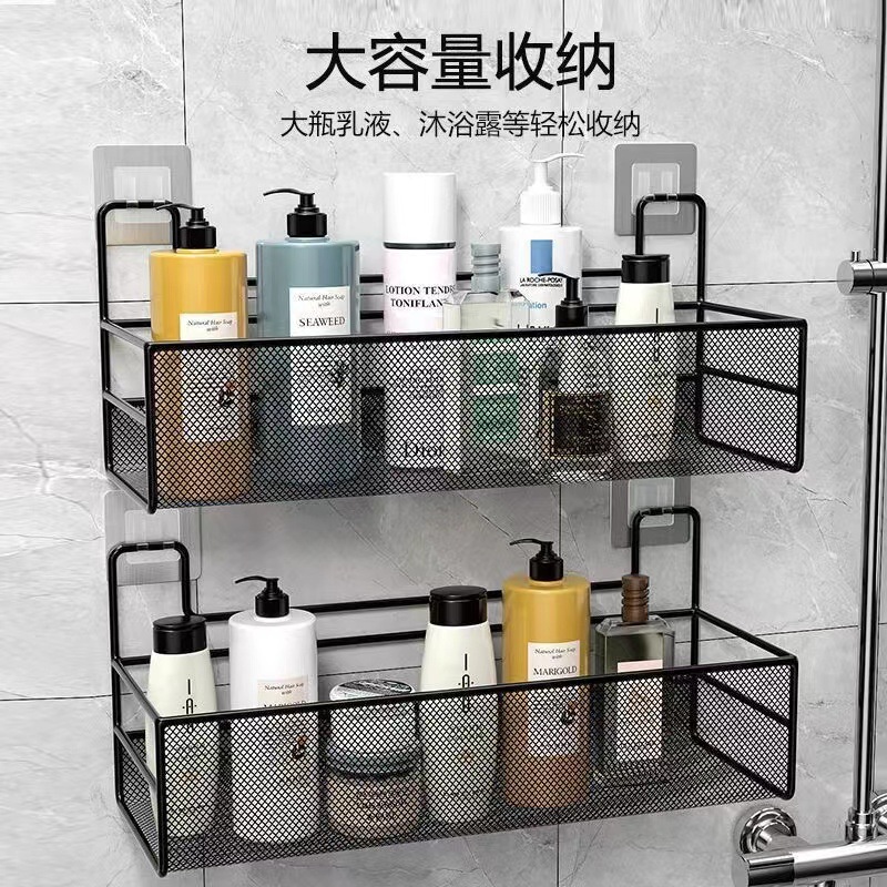 Wall-mounted storage racks for bathrooms, toilets, showers, washrooms and kitchens without the need for drilling details Picture