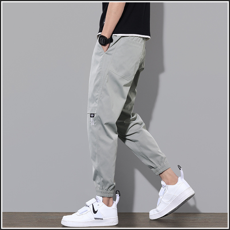Summer 2021 workwear casual long pants, men's loose sport pants, trendy thin spring 9-inch tapered pants details Picture
