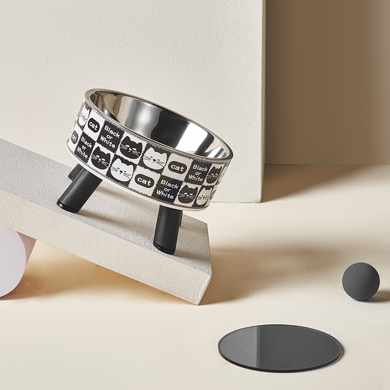 戎咖宠物跨境宠物高脚碗狗狗不锈钢碗猫咪喝水碗防滑防打翻宠物碗护颈猫碗批发细节图