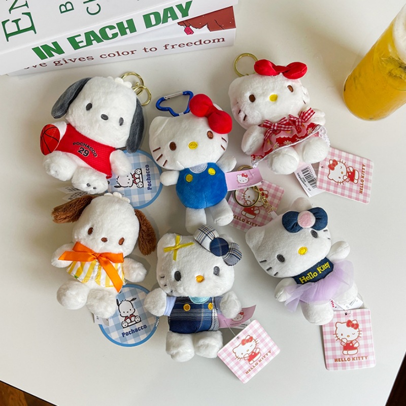 Genuine Sanlio hellokitty plush pendant, kt Hello Kitty doll, keychain, schoolbag pendant Application Scenario