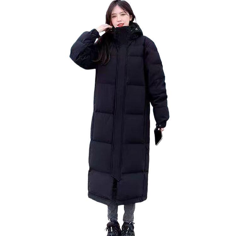 2025新款羽绒服女中长款中戏羽绒服长款过膝加厚白鸭绒羽绒衣外套白底实物图