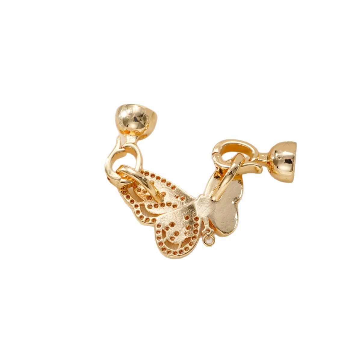 Pearl necklace clasp, copper plated with 18k gold and set with zirconium butterfly figure-eight, high color retention DIY jewelry accessory Item Picture