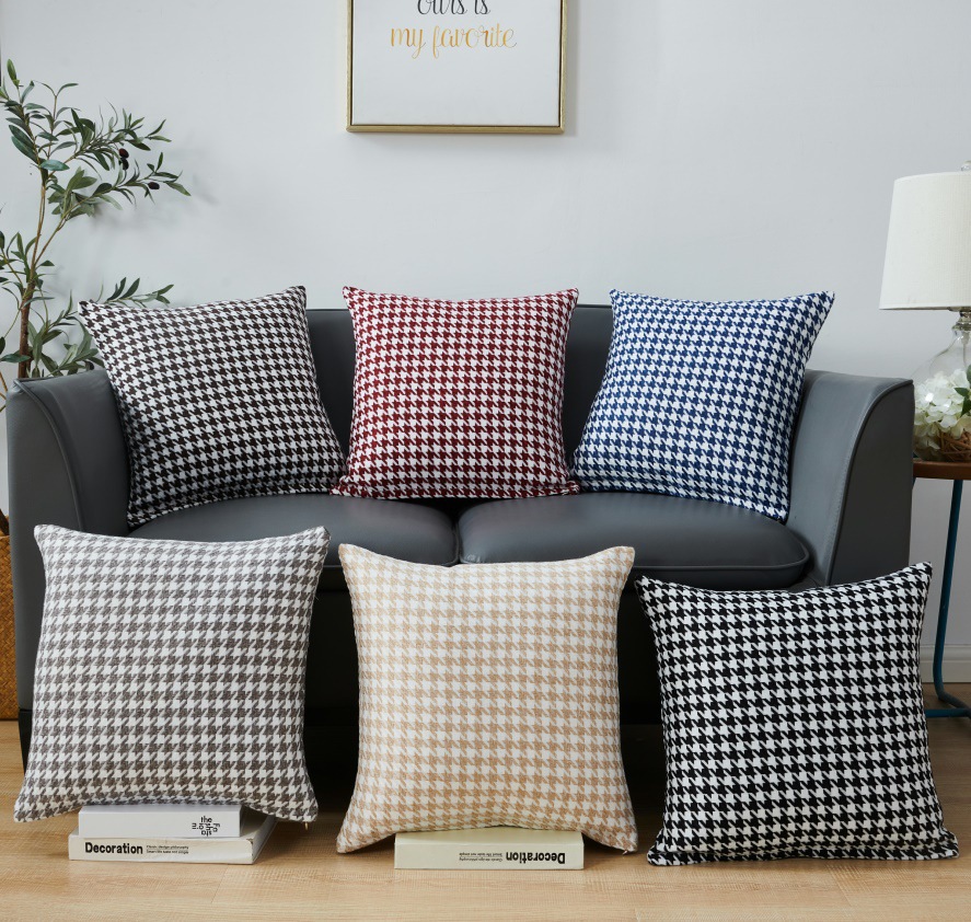 Wholesale Nordic ins cross-border Amazon cotton and linen checkered cushions for living rooms and offices from the manufacturer