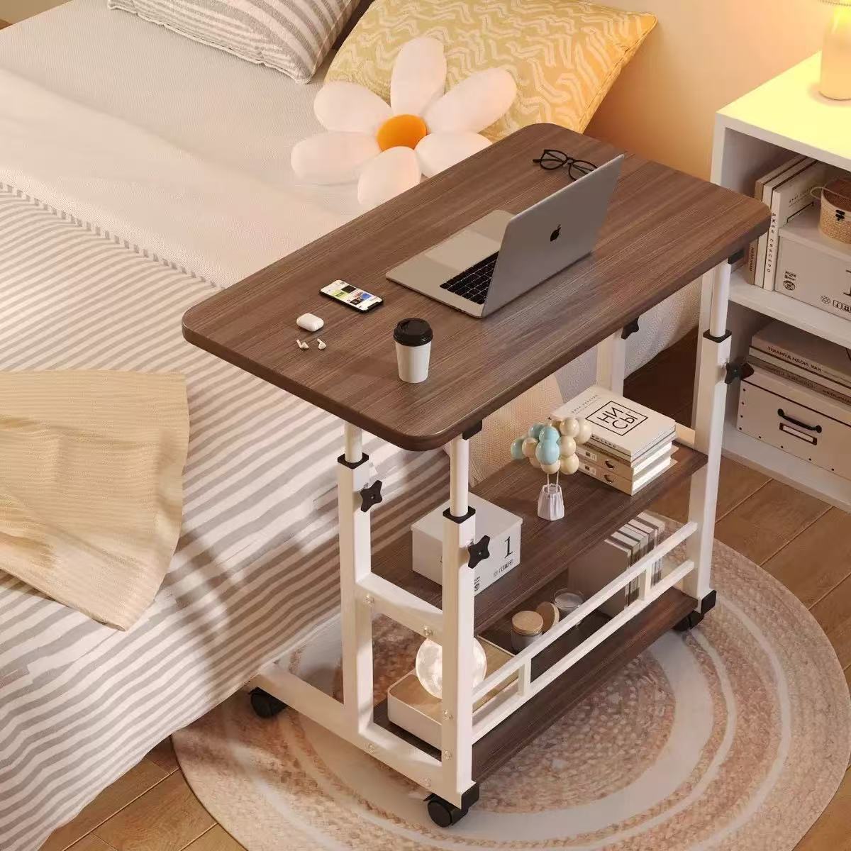 Portable bedside table, home computer table, bedroom lazy sofa, small desk on the bed, simple height-adjustable office Application Scenario
