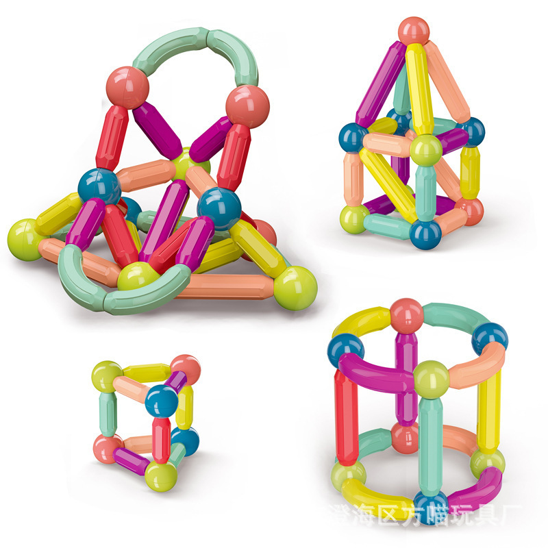 跨境爆款儿童磁力棒早教创意磁性教具立体几何拼搭积木厂家直销
