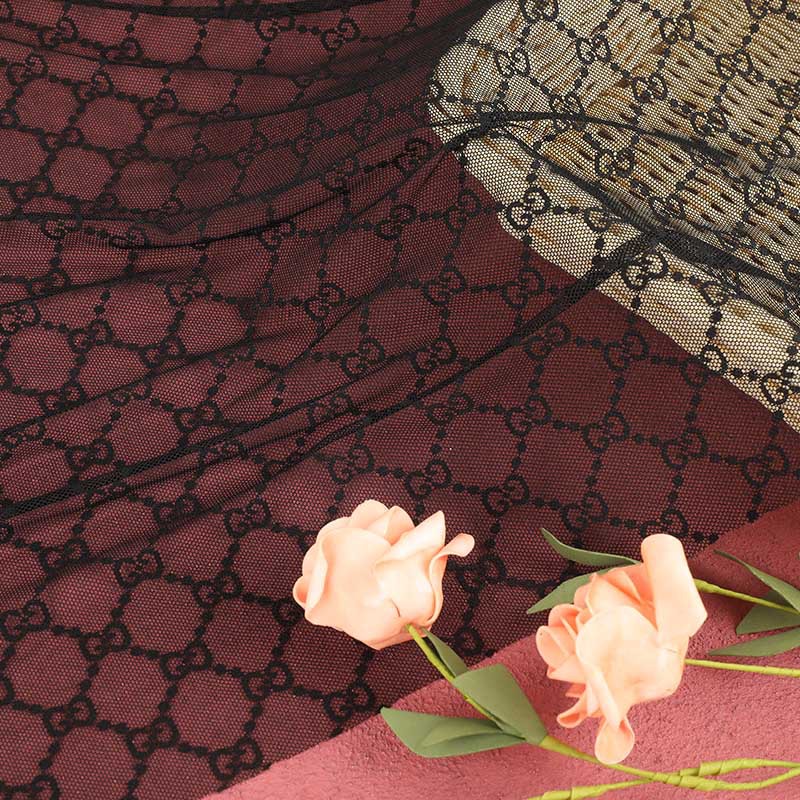 Black lace fabric, lace-trimmed, brocade, and embroidered shirt fabric details Picture
