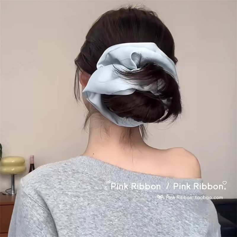 The same satin oversized large intestine hair tie as Zhao Lusi, Korean-style leather band women's hair tie, high-end bun hair tie Item Picture