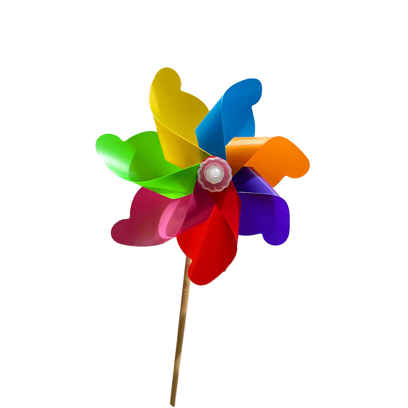 Poste de madera plantado girasol dazzle color molinos de viento al aire libre grandes molinos de viento juguetes para niños puestos de tierra pequeños molinos de viento al por mayor Specification image