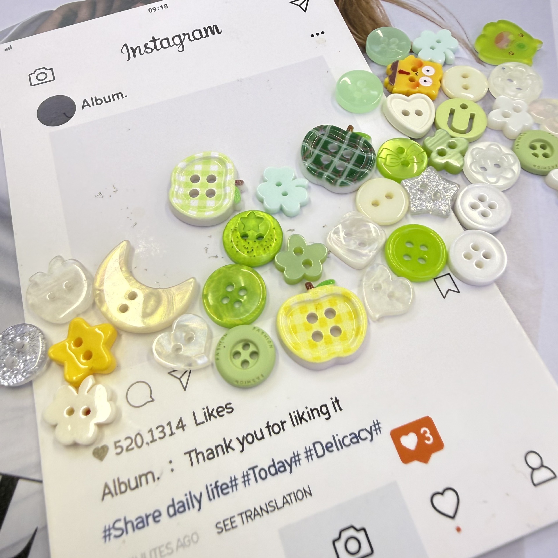 ins Apple Button Mix and Match Collection, painbag materials, diy handmade accessories, Kids' Clothes, handcrafted ledger, doll decorations