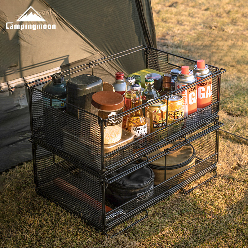 Koman CK-51BK diamond-shaped two-unit half-sided net box camping and home folding storage box multi-functional shelving unit
