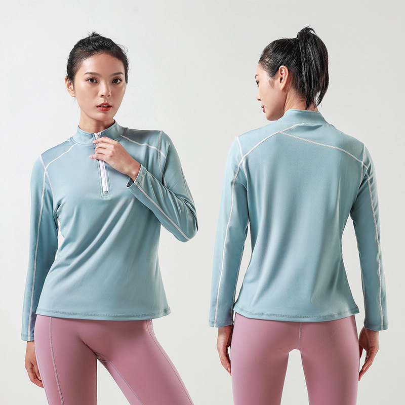 运动外套女士弹力瑜伽服拉链户外跑步健身休闲长袖上衣透气弹力