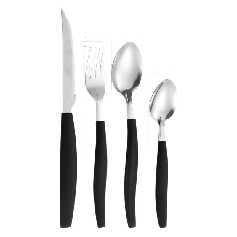 24-piece set of knives, forks and spoons for cross-border trade from Brazil, with slanted tail handles, household steak knives, dessert spoons and stainless steel tableware Item Picture