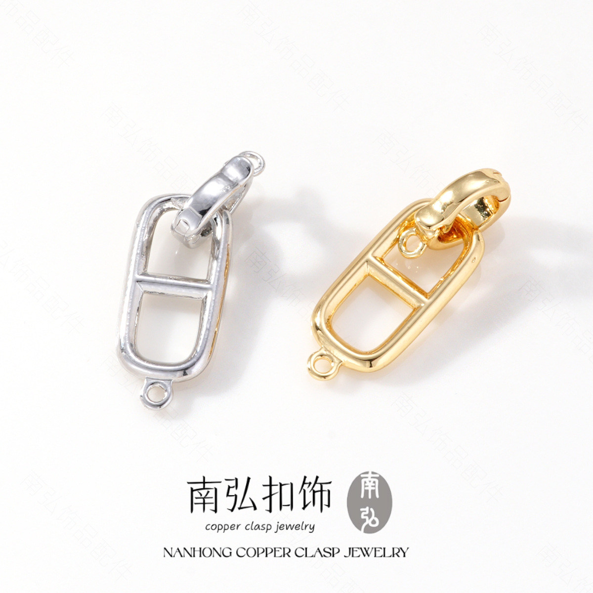 Copper-plated real gold high-color-retention glossy Japanese character universal clasp necklace clasp, high-end bracelet necklace clasp DIY accessory