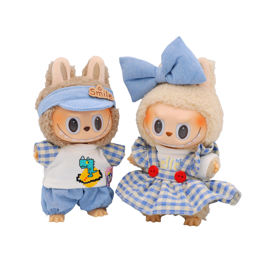 Cute Labrador dress, cartoon T-shirt, baseball cap, sweet bow princess dress, romantic blues couple's set Item Picture