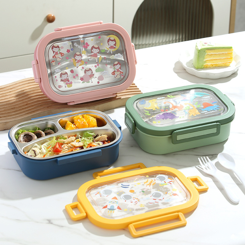 304 stainless steel insulated lunch box, specially designed for primary and secondary school students, children's lunch box, bring meals to work, credit grid lunch box