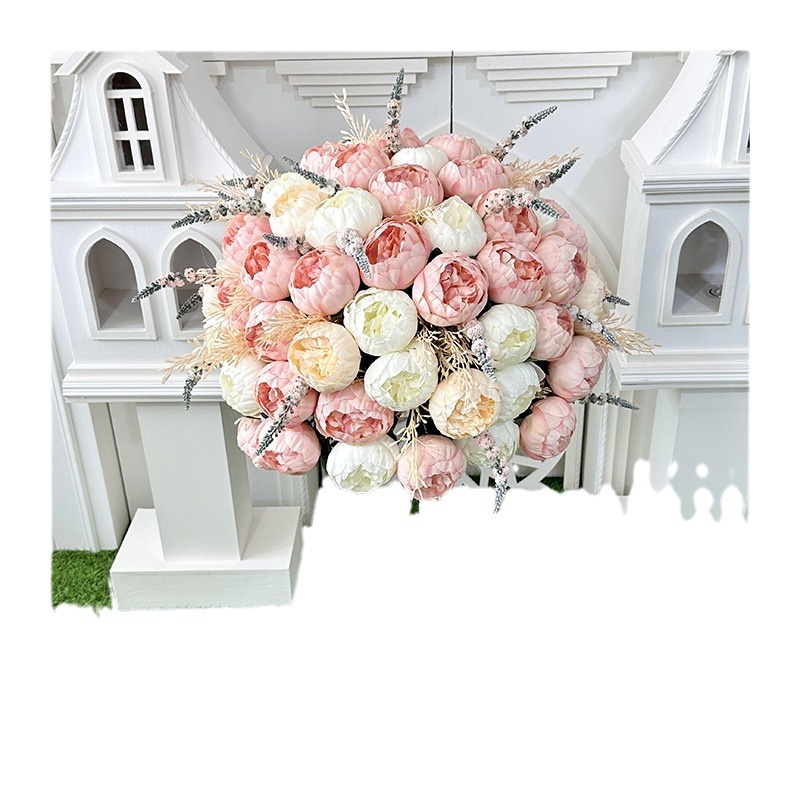 仿真花DIY发饰配件/仿真花/5朵塑膠花/假花/假花批发白底实物图