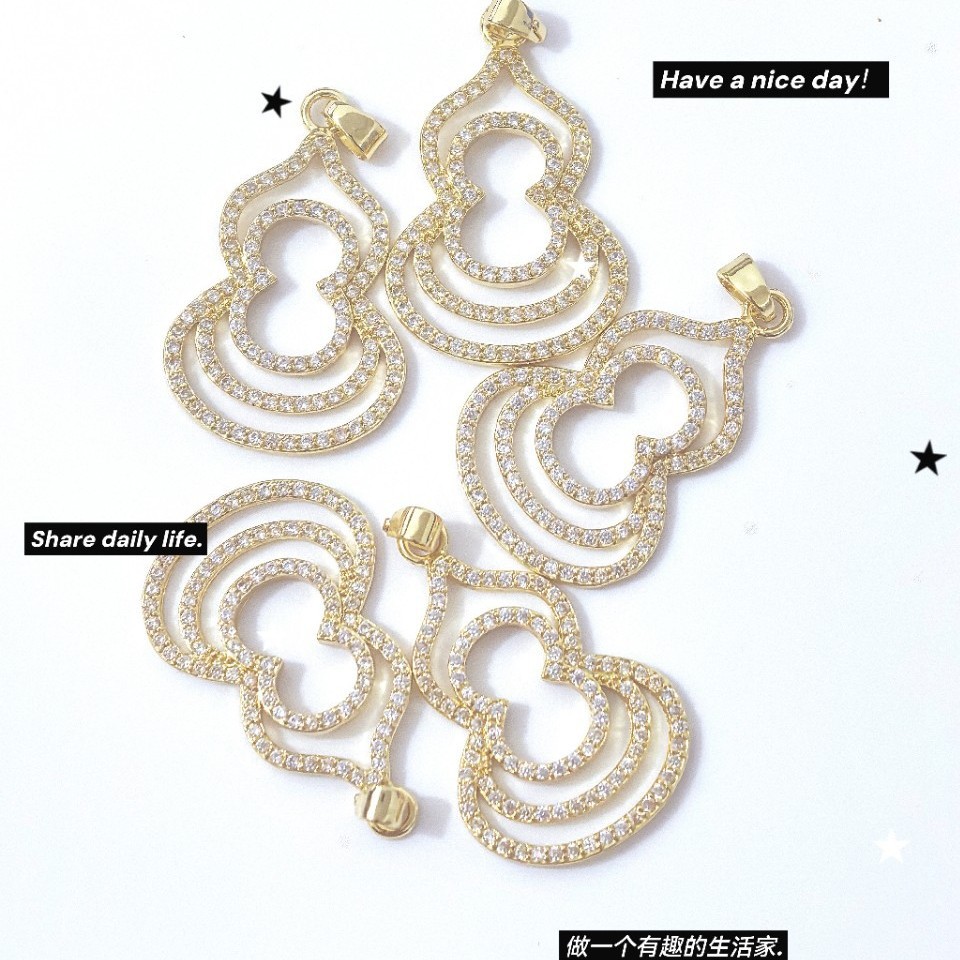 In 2025, the new heavy industry full-diamond gourd earrings and pendants are high-end and light luxury earrings with an exquisite 18k gold texture