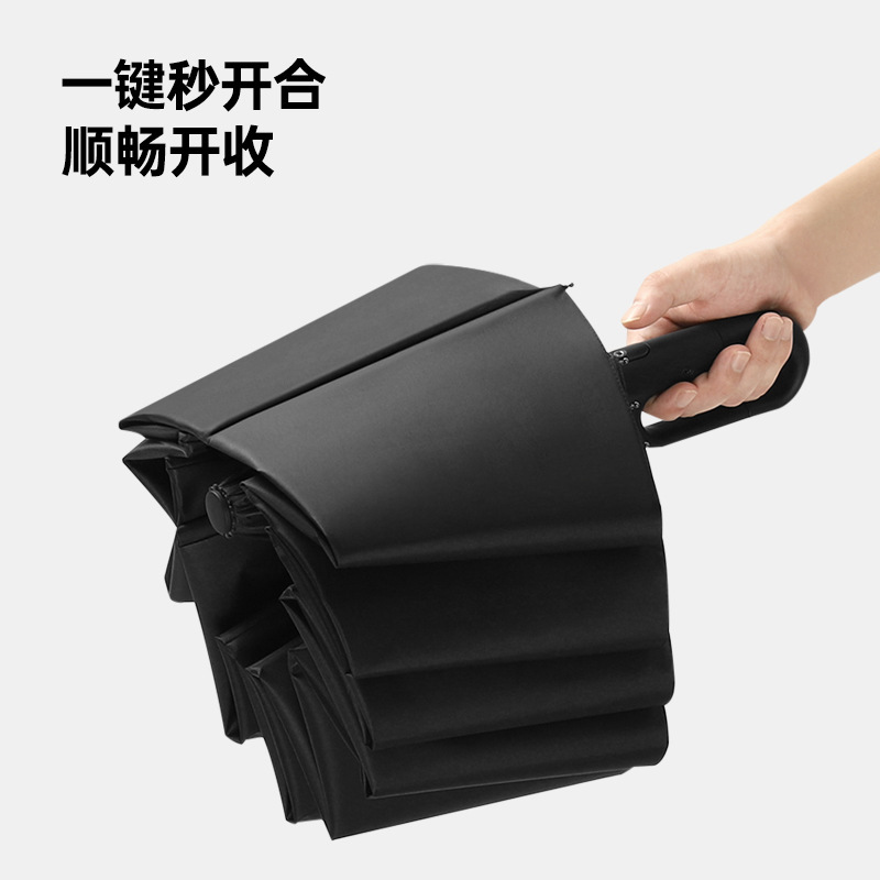 Fully automatic umbrella ring buckle black rubber men's and women's umbrellas, sun protection and UV protection umbrellas, customized logo details Picture