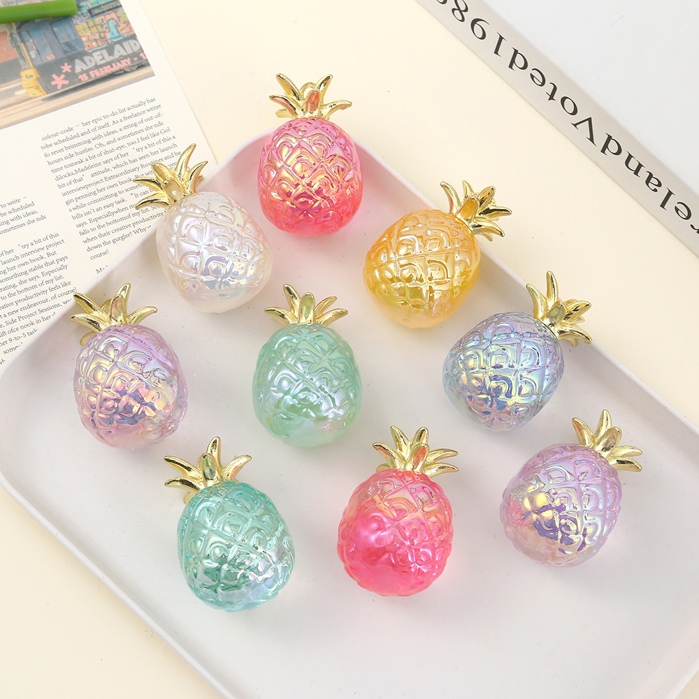 卡通创意菠萝亚克力挂件DIY饰品配件彩色水果吊坠钥匙扣材料批发