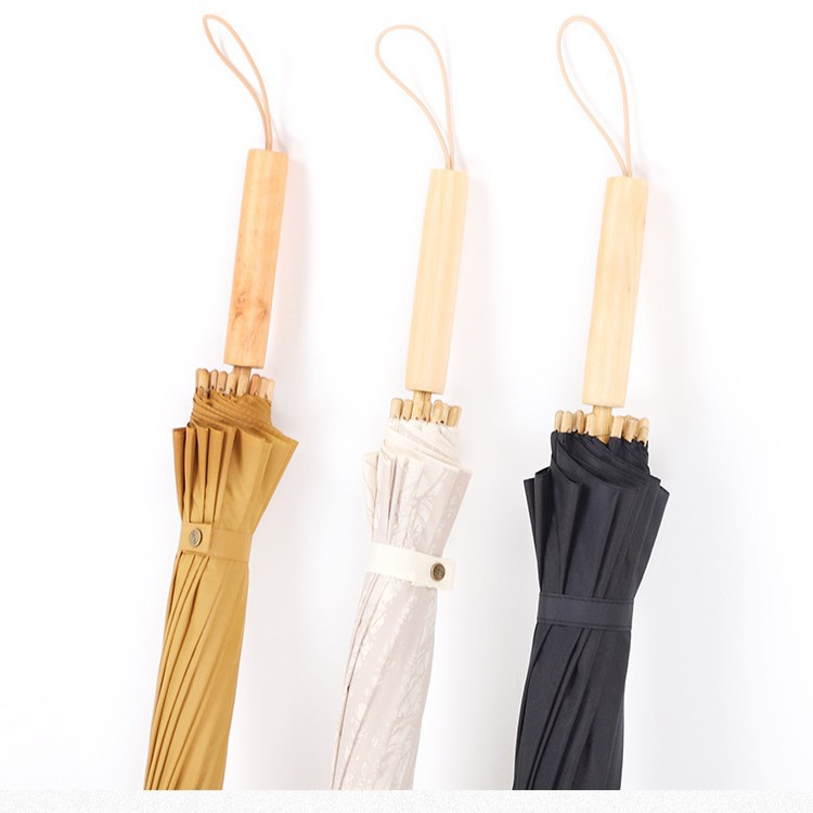 Retro 16-bone straight handle wooden umbrella, Chinese style wooden stick, double-person sun umbrella for both weather and rain, wholesale of umbrellas Specification image