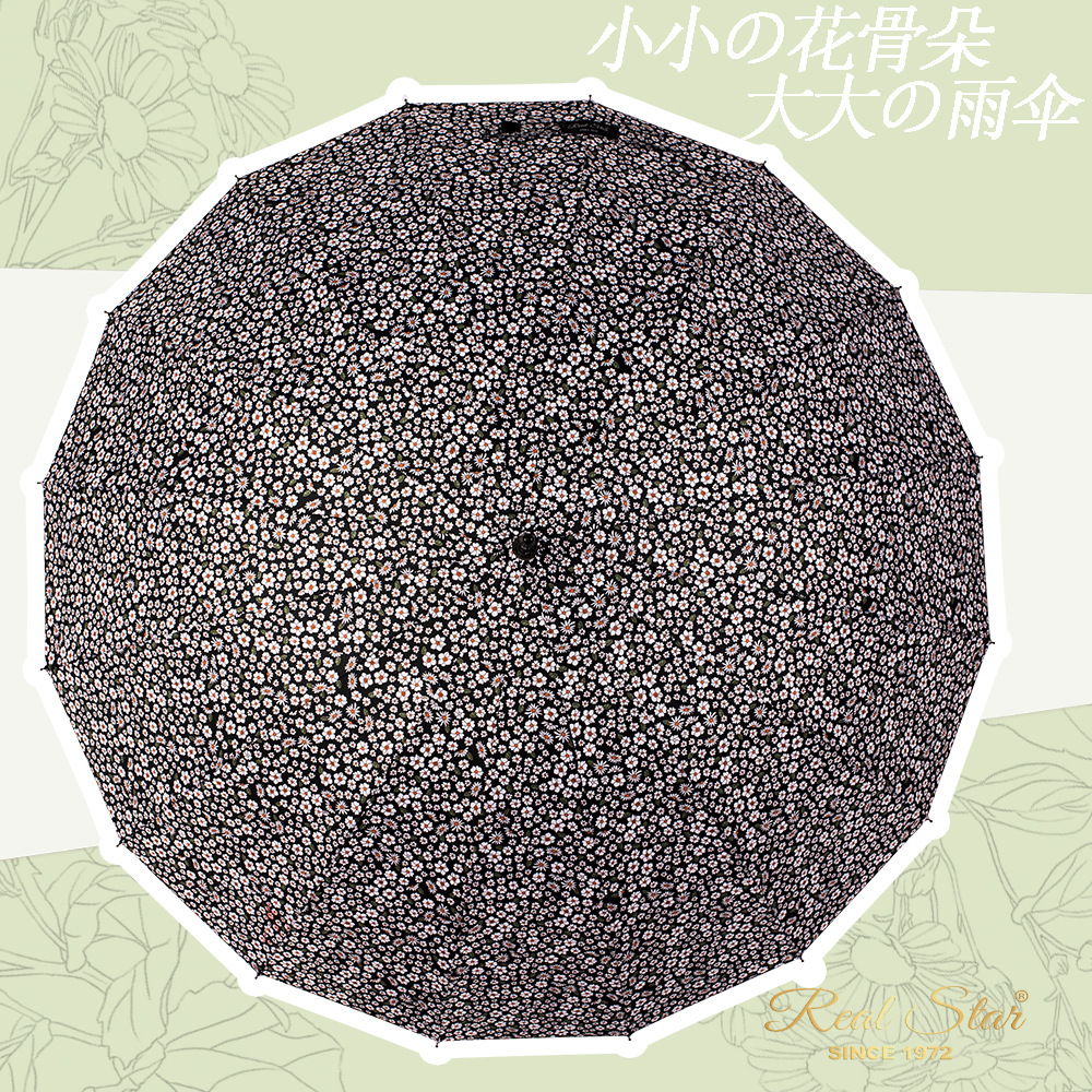 New style small floral umbrella for women, 23-inch long umbrella with 16-bone surface and colorful pattern, for export supply Application Scenario