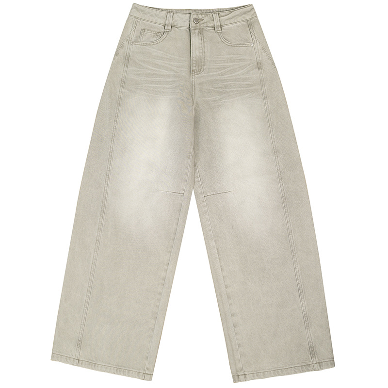Factory direct sales of new khaki three-dimensional spliced slimming sickle pants and casual loose curved jeans for women Item Picture
