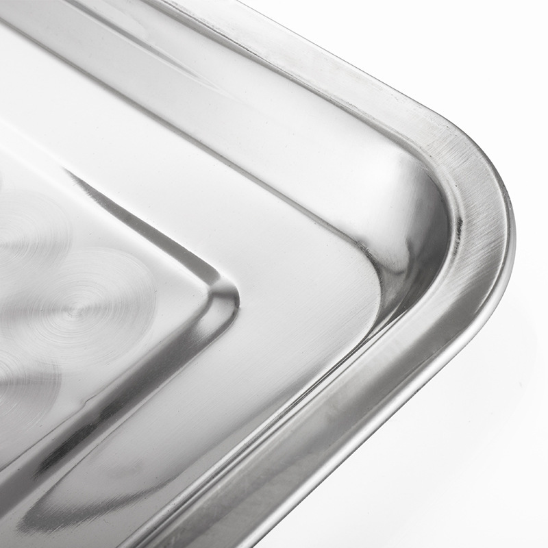 Stainless steel square plate, Chinese single-layer shallow plate, night market barbecue plate, water accumulation tray, specially designed for hotels and canteens Item Picture