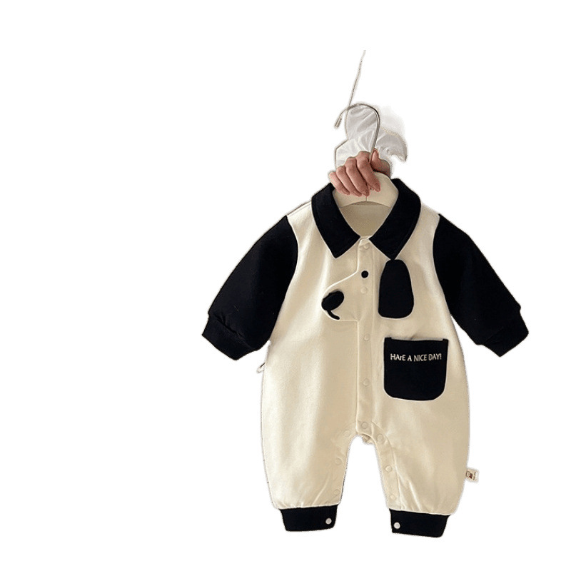 春季新款婴儿衣服可爱卡通-岁男宝宝长袖连体衣春装爬爬服包邮                               白底实物图