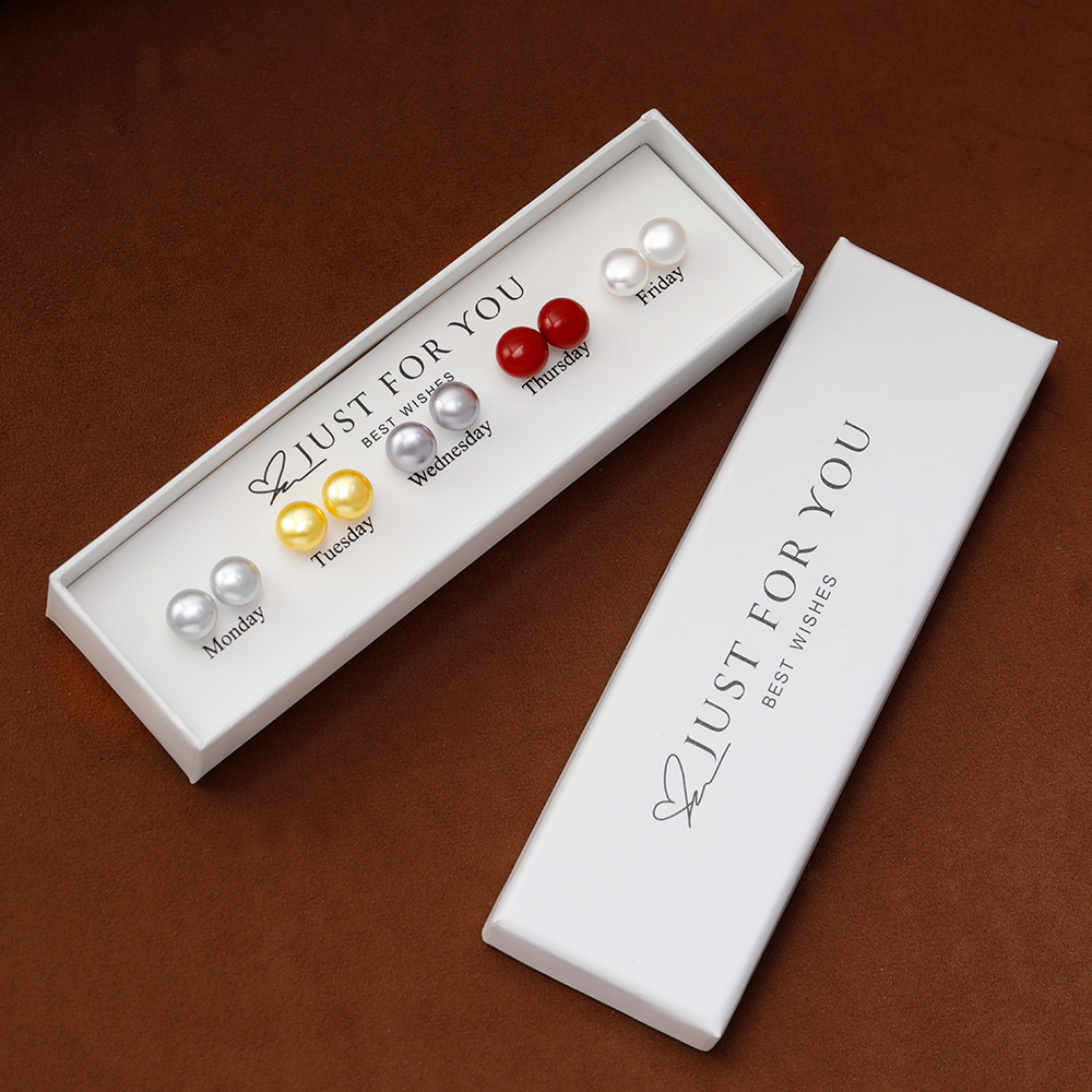 Hyacinth's 5-pair pearl stud earring set for women's ins is small, sweet, elegant, simple and fashionable Specification image