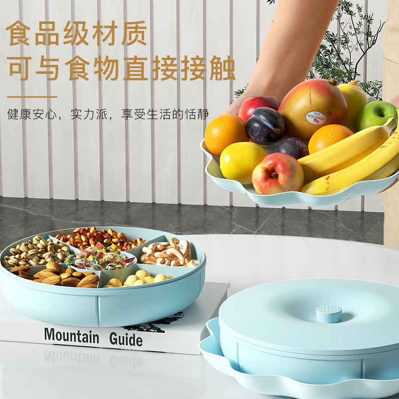 年货批发果盘托盘塑料分格零食坚果盘客厅茶几水果糕点糖果盘创意产品图