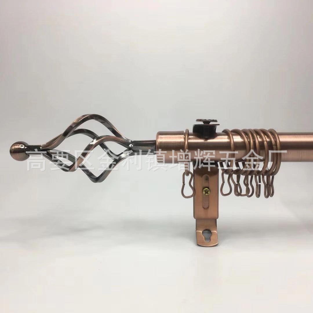 厂家直销pvc窗帘伸缩杆套装出口非洲电镀铁艺多款式罗马杆麻花头细节图