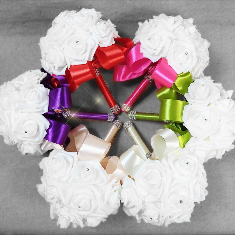 批发18cm欧美新娘手捧花婚礼仿真花束影楼道具花厂家现货产品图