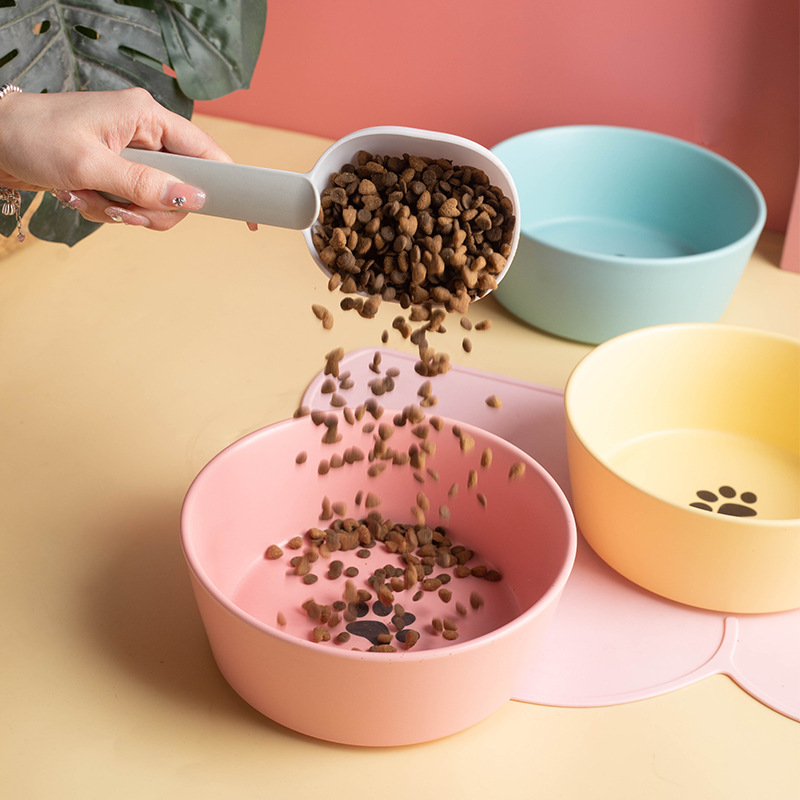 Large-capacity pet ceramic bowl, simple matte underglaze color dog food bowl, cat bowl and dog bowl, universal, easy to clean and anti-tipping details Picture