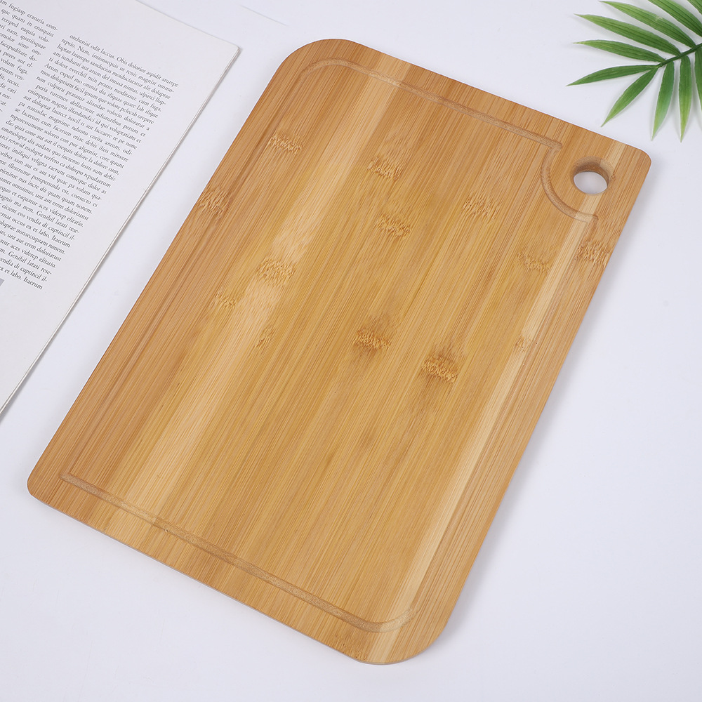 Cross-border solid wood cutting board, household kitchen bamboo and wood cutting board, multi-functional round hole handle cutting board, fruit cutting board Specification image
